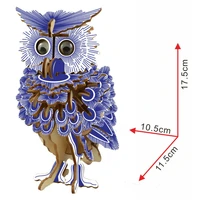 diy 3d assembled laser cutting wooden owl puzzle game gift for children kid model building animal kit popular toy