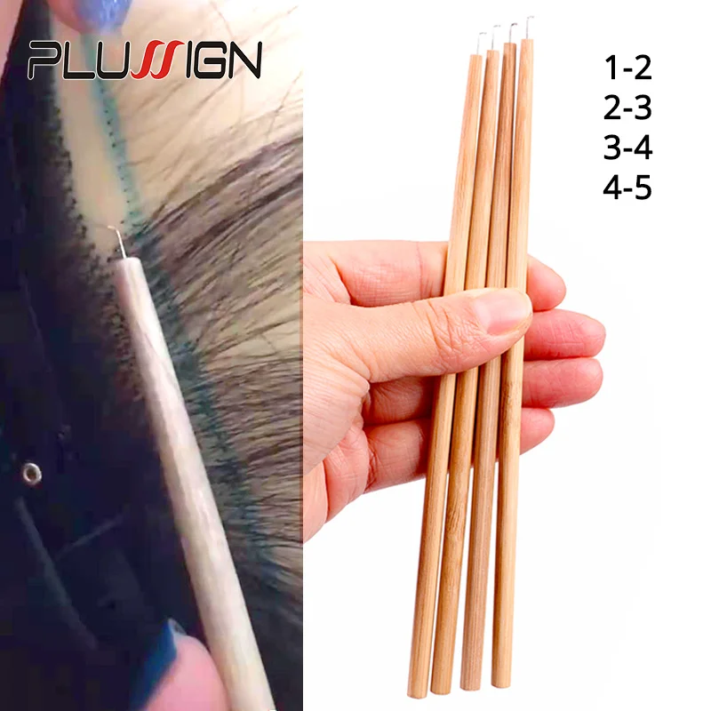

Plussign 4 Pcs Ventilating Needles With Woddlen Handel 1-2/2-3/3-4/4-5 Different Size Hair Extension Tools Ventilating Needle