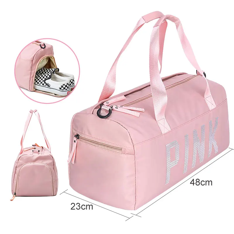 Розовая сумка для фитнеса с блестками Водонепроницаемая спортивная на плечо