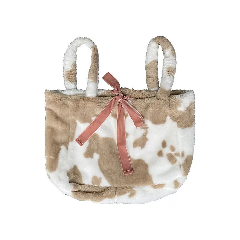 

Cow handbag bucket bag autumn and winter versatile printing soft bag