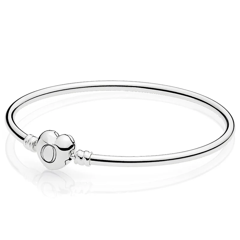 

100% 925 Sterling Silver Moments Infinity Heart Barrel Ball Circular Clasp Bangle Bracelet Fit Fashion Bead Charm trendy jewelry