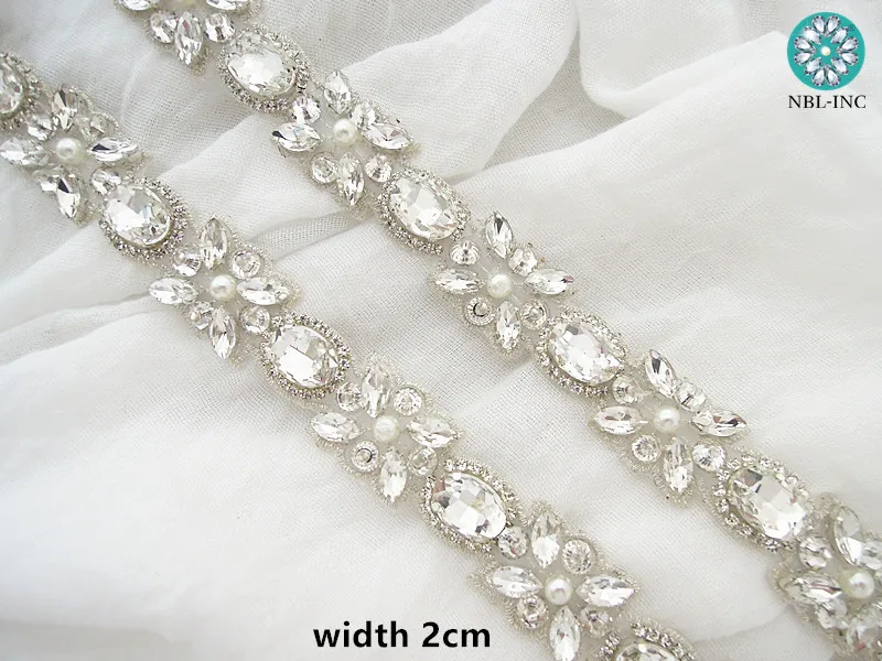 (1 ярд) Новое свадебное платье с кристаллами со стразами аппликацией обшитое