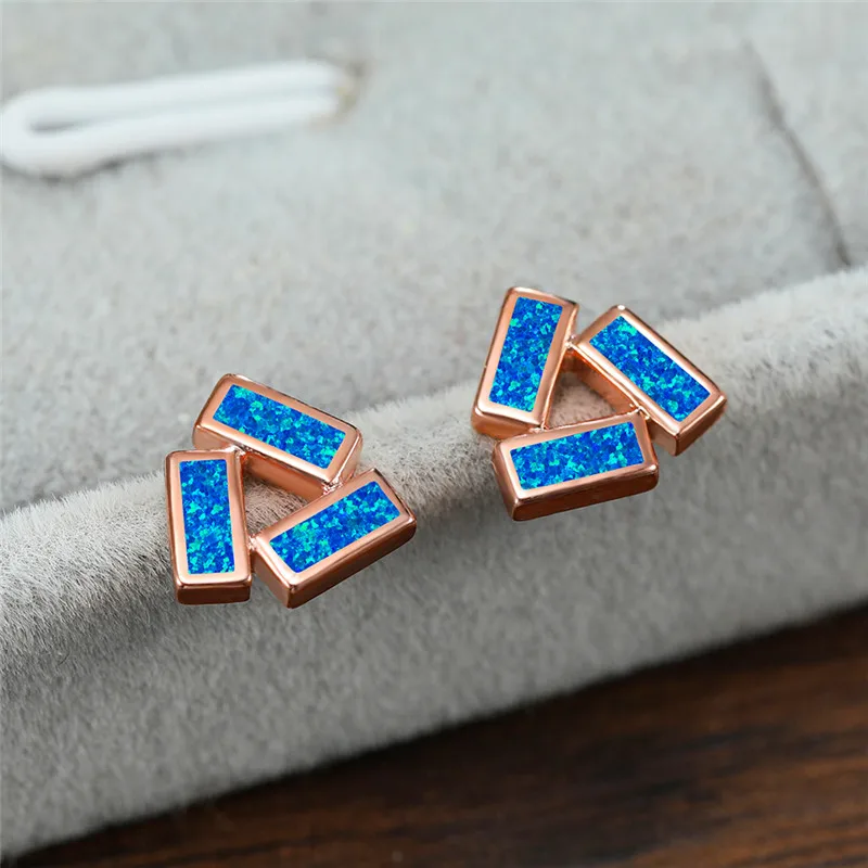 Простые женские белые и синие квадратные опаловые ювелирные изделия цвета