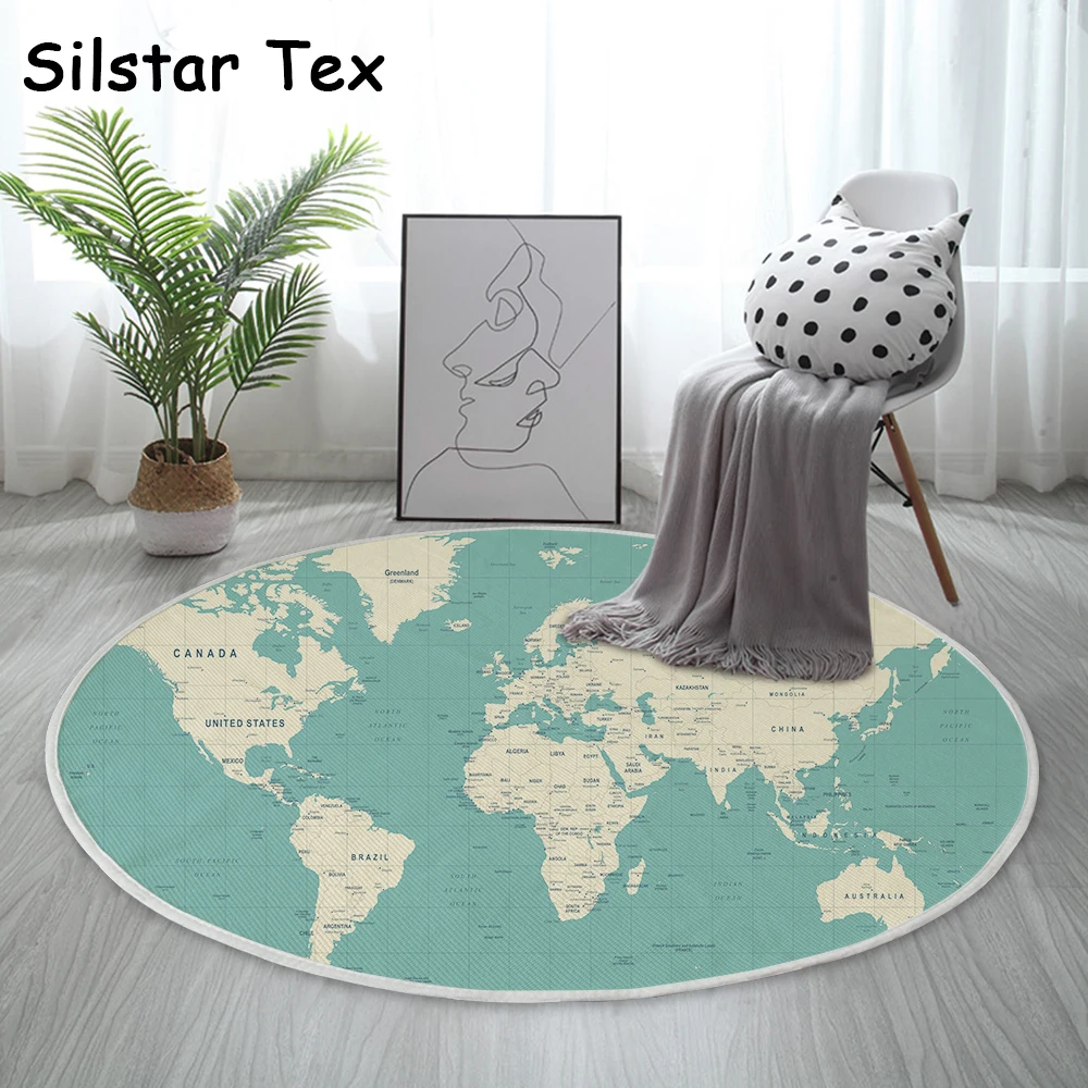 Хлопковый коврик Silstar Tex с картой мира круглые 3d коврики синий мягкий домашний