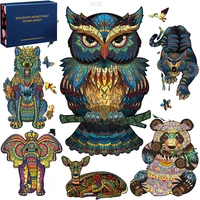 funny art wooden 3d jigsaw puzzle animals puzzles educational stress relief toys for kids boy girl children adults learning toy