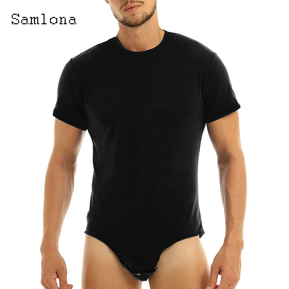 Sexy Thin Mens Sets onesie Bodysuits Summer Jumpsuit Mens One-piece Fashion New Solid Black White Playsuits Sexy Men Clothing