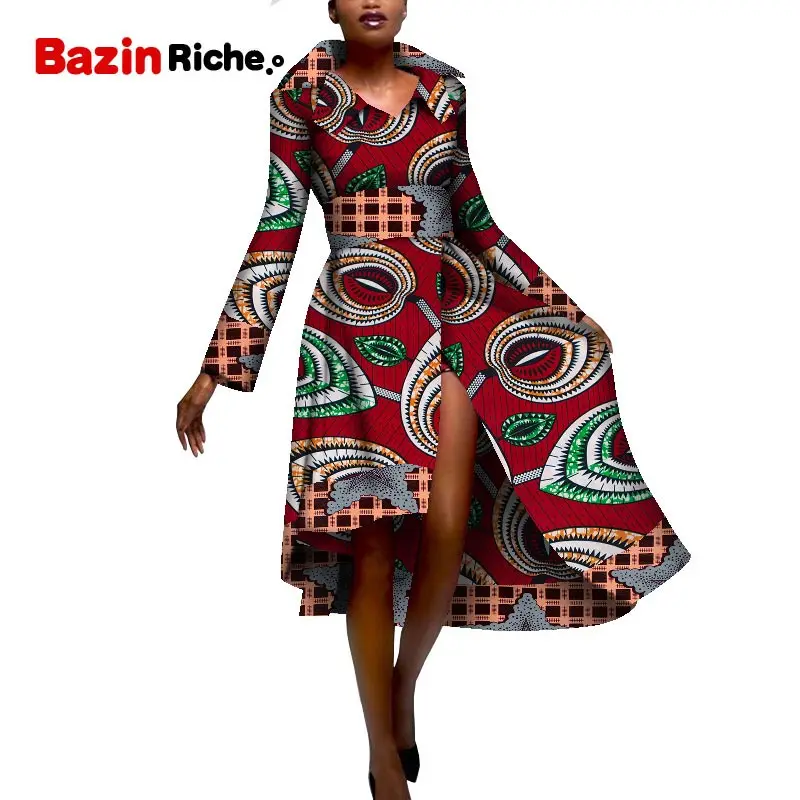 Африканский Стиль элегантные вечерние Модные женские длинные платья осенне