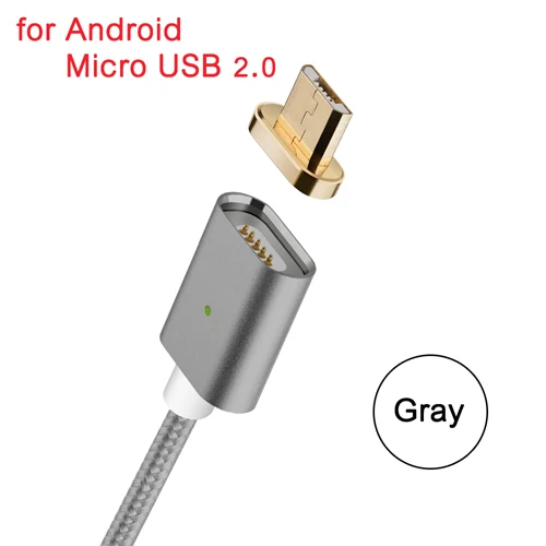 CANDYEIC Магнитный Дата-кабель Micro USB для Android LG G3 4 K10 Nexus 4 5 5X6, магнитное зарядное устройство для huawei P7 P8 Mate8 Honor 4c - Цвет: Gray Micro Cable