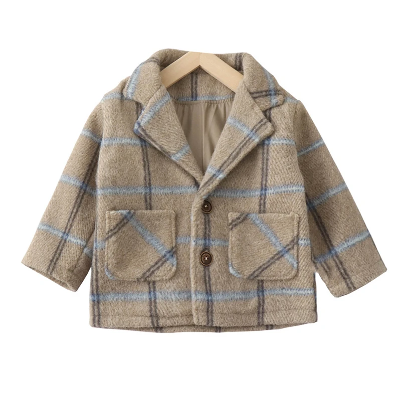 Брендовая Повседневная куртка для мальчиков и девочек зимнее клетчатое пальто
