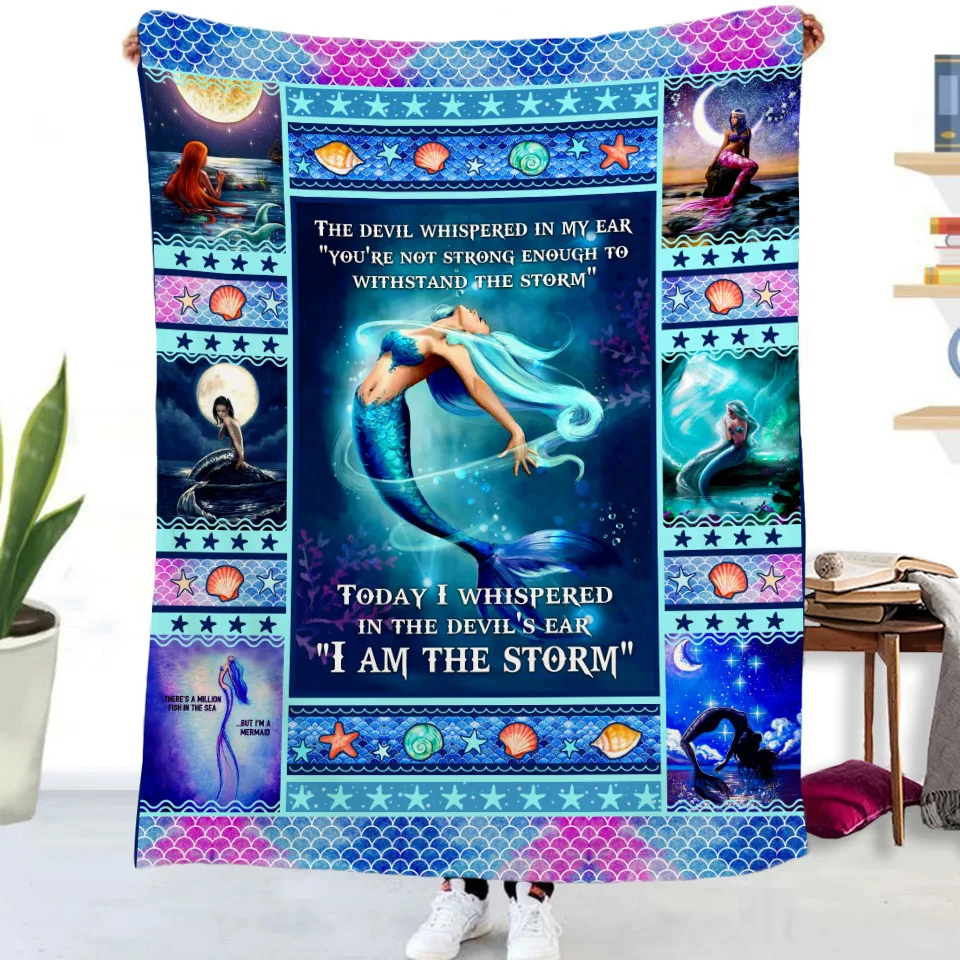 

Mermaid To My Daughter Message Letter Quilt Blanket Flannel Blanket Mantas Home Textiles Bed Sofa Express Love Blanket
