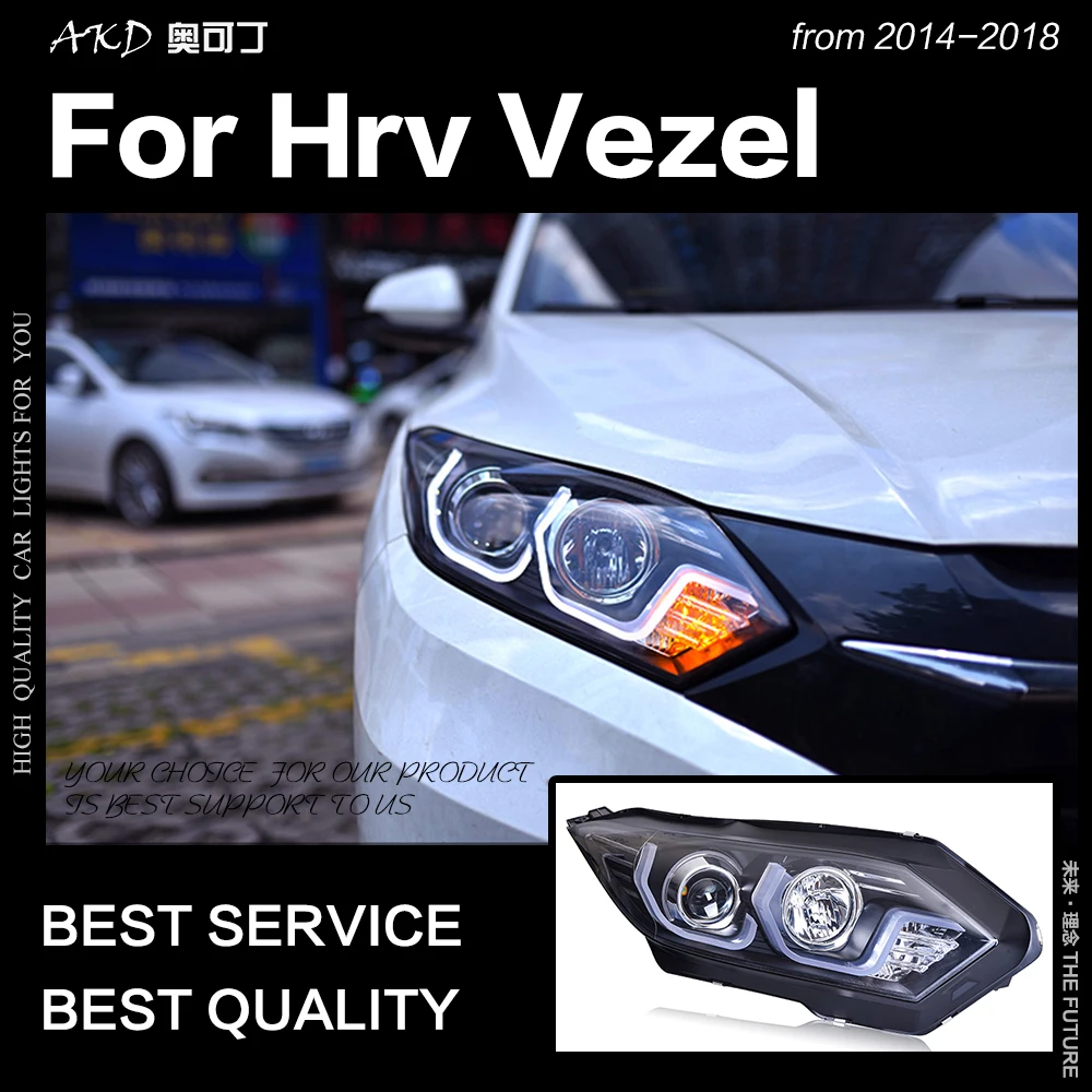 AKD автомобильный Стайлинг фары головного света для 2016up HRV Vezel светодиодный ные DRL