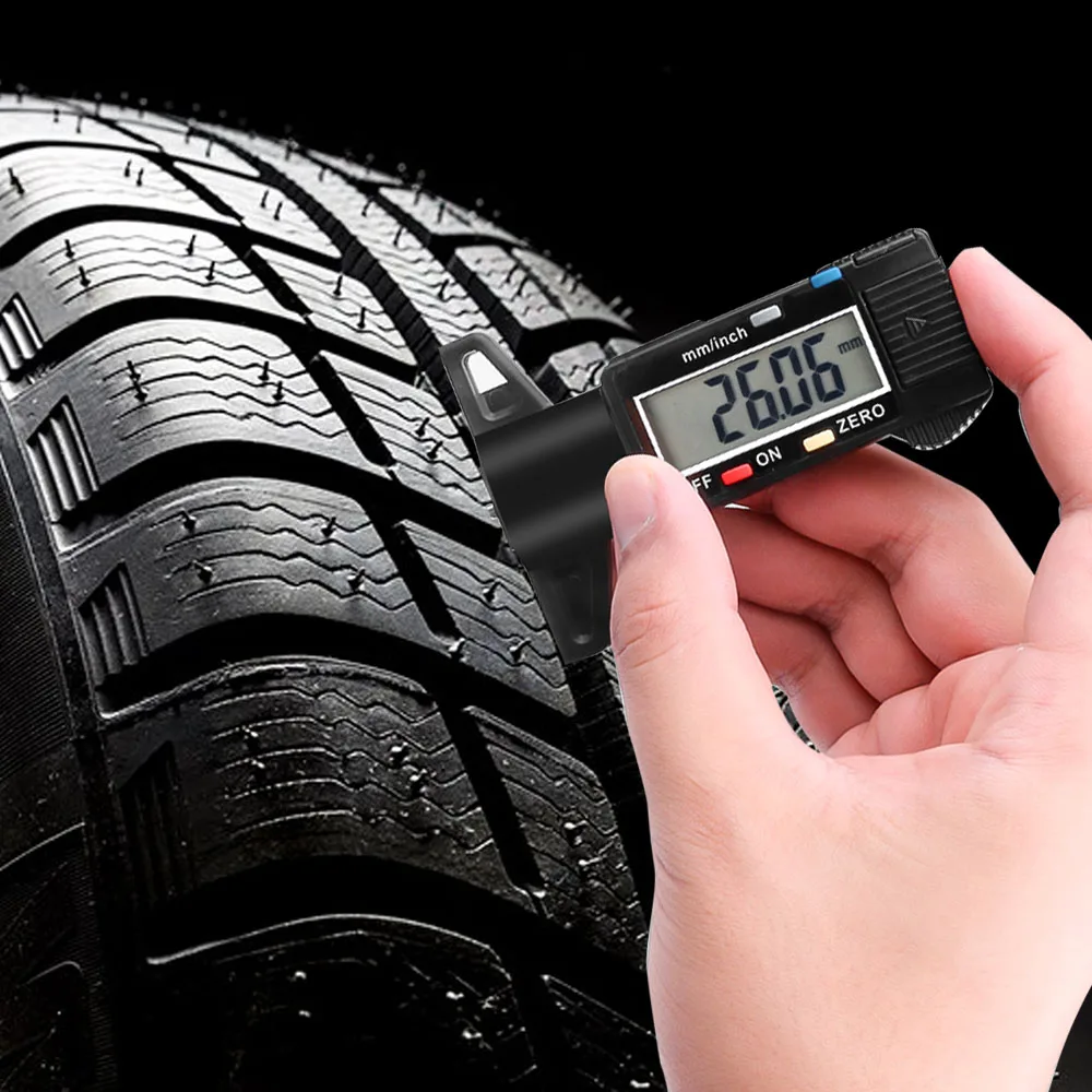 

High Accuracy Tire Tread Depth Gauge Meter 0-25mm Digital Thread Measurer Tester LCD Display Car Brake Shoe Pad Wear Gauge