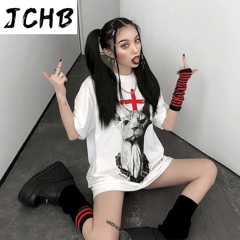 

2021 Summer Plus Size Tshirt Women t Shirt Couple T-shirt Harajuku Bf Wind Dark Funeral Short-sleeved Student Loose Korean Style