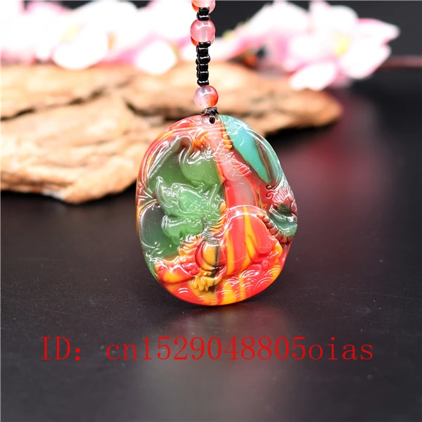 Ожерелье с подвеской в виде дракона из нефрита натурального цвета | Украшения и