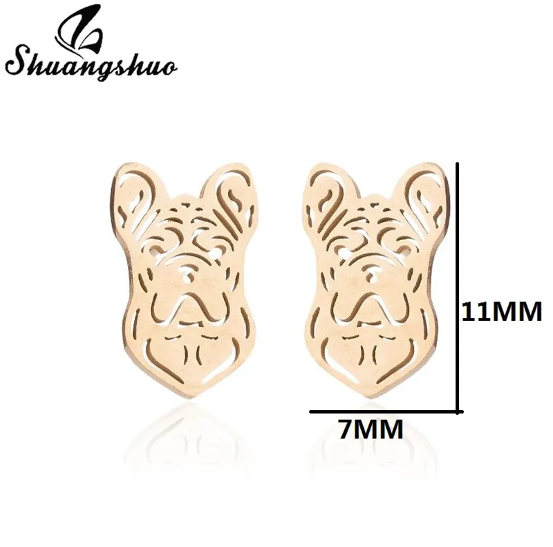 Shuangshuo Black Earrings Punk Fashion Stainless Steel Stud Animal Geometic World Map Earings Women Men Mini Jewelry | Украшения и