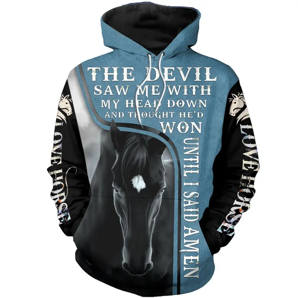 

Мужская/Женская толстовка с капюшоном и 3D-принтом в виде милой лошади