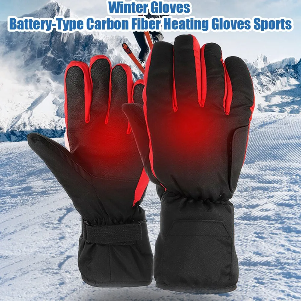 

Winter Gloves Battery-Type Carbon Fiber Heating Gloves Sports Bicycle Riding Ski Gloves for Men Women Outdoor Driving Running
