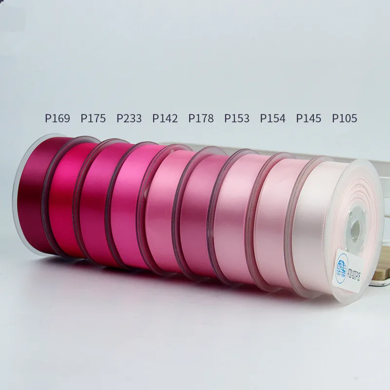 

6/9/15/19/25/38/50mm100yards Double Face Satin Ribbon Pink for Party Wedding Decora Handmade Rose Flowers Belt Top Quality