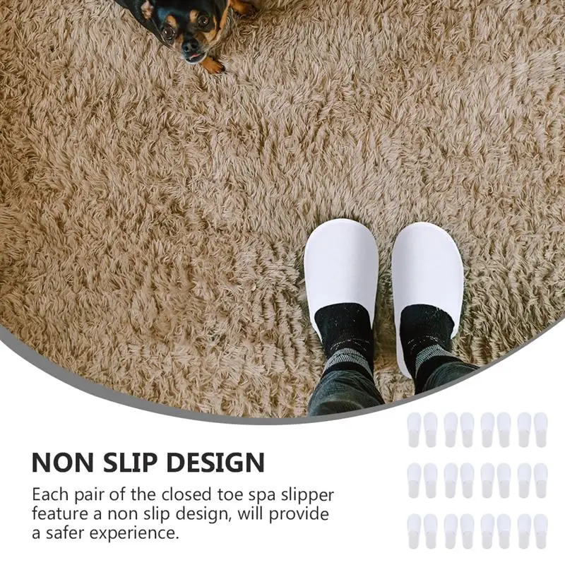 

12 Pairs Coral Fleece Non-slip Disposable Slippers Hotel Slippers Closed Toe Slippers
