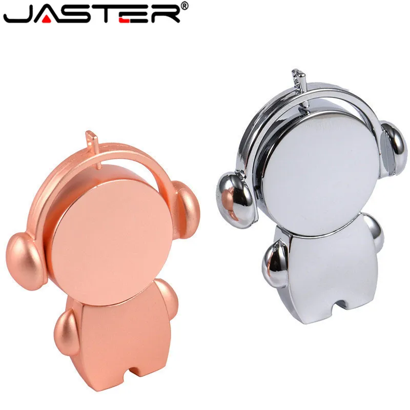 

JASTEER Cute Metal Cartoon 32GB/64GB Music Man USB Flash Drive 16GB Pen Drive Flash Memory Stick U Disk (over 10 pcs free LOGO