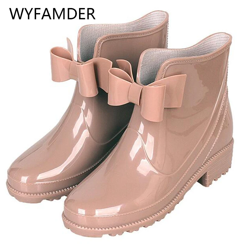 WYFAMDER/2020 сезон весна резиновые сапоги с бантом лето Водонепроницаемая Резиновая