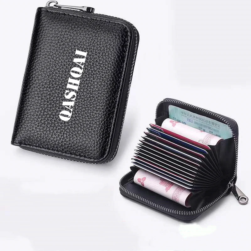 

For NISSAN QASHQAI Car Organ Card Case RFID Anti-theft Card Holder Purse Card Case Multifunctional Zipper Small Short Wallet