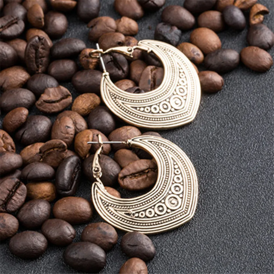 Этнические геометрические серебряные золотые индийские серьги ювелирные