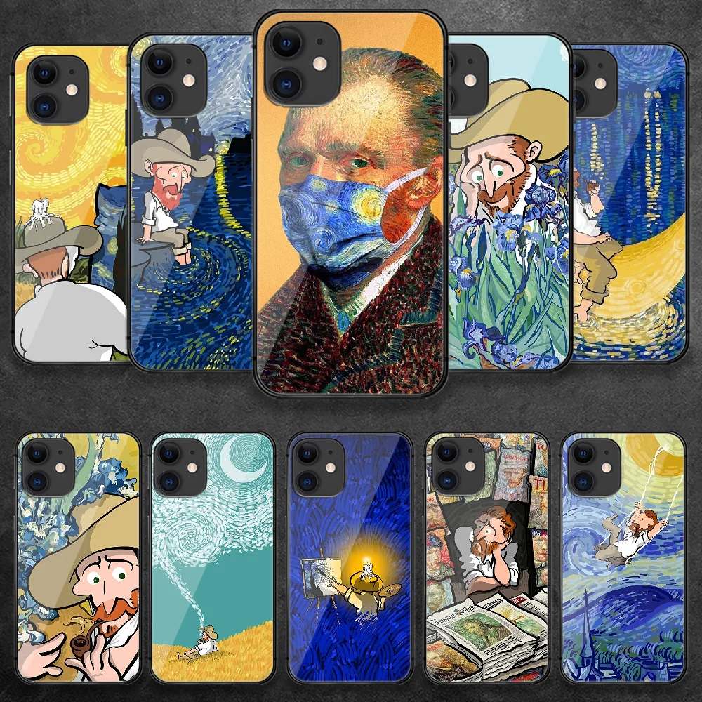 

Van Gogh Aesthetic Art Tempered Glass Phone Case Cover For IPhone 5 5S 6 6S 7 Plus X Xs Xr Se 2020 11 12 Pro Max Mini Prime