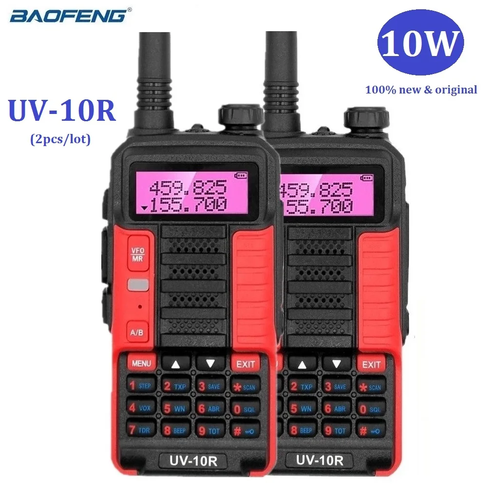 2pcs New Baofeng UV-10R 10W Powerful Walkie Talkie Portable CB Radio Station for Hunting VHF UHF Two Way Ham Radio Transceiver
