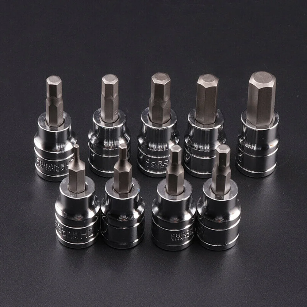 

9 Pcs Hex Bit Sockets Allen Key Set 3/8" Drive 2-10mm Drill Bit Replacement Accessories For Hand Tools