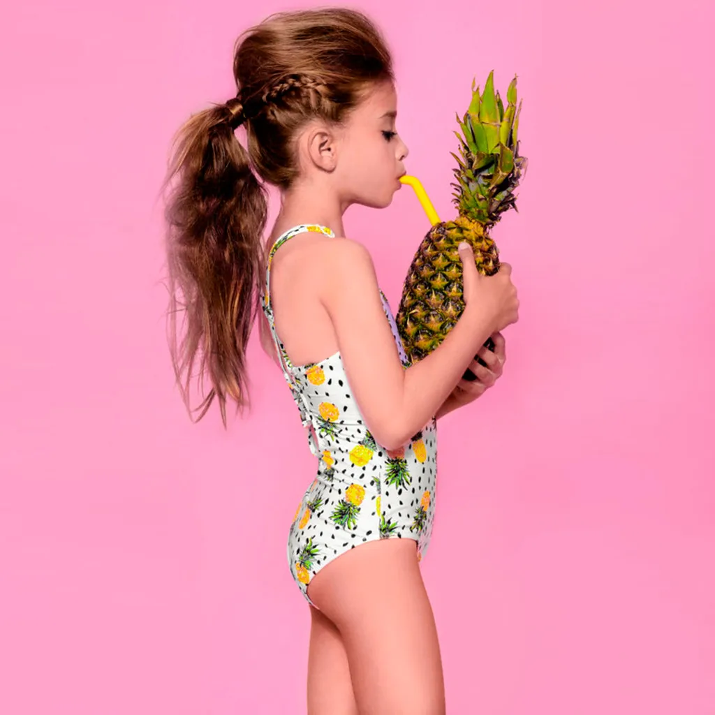 Слитный купальник для маленьких девочек Модный купальный костюм с оборками в