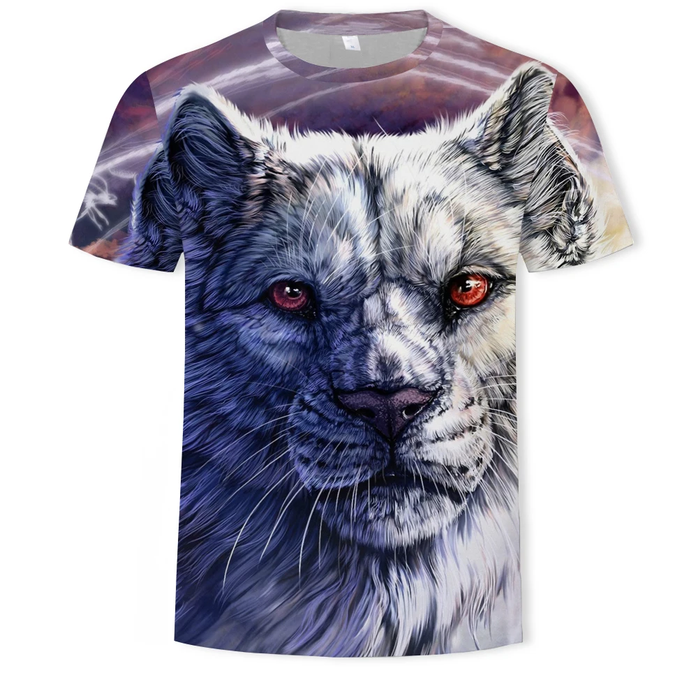 

T-shirt à manches courtes et col rond pour homme, style hip-hop, avec animal imprimé en 3D, taille 110-6XL, été 2021