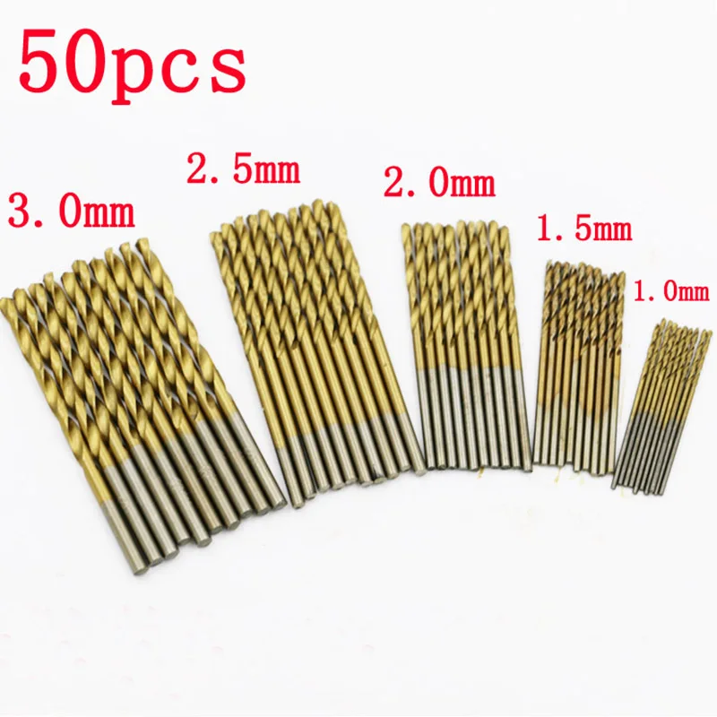 Step Drill Set Набор высокоскоростных стальных сверл 50 шт., сверла с титановым покрытием Micro Precision 1-3 мм для дерева, пластиковой стали - Цвет: Step Drill Set
