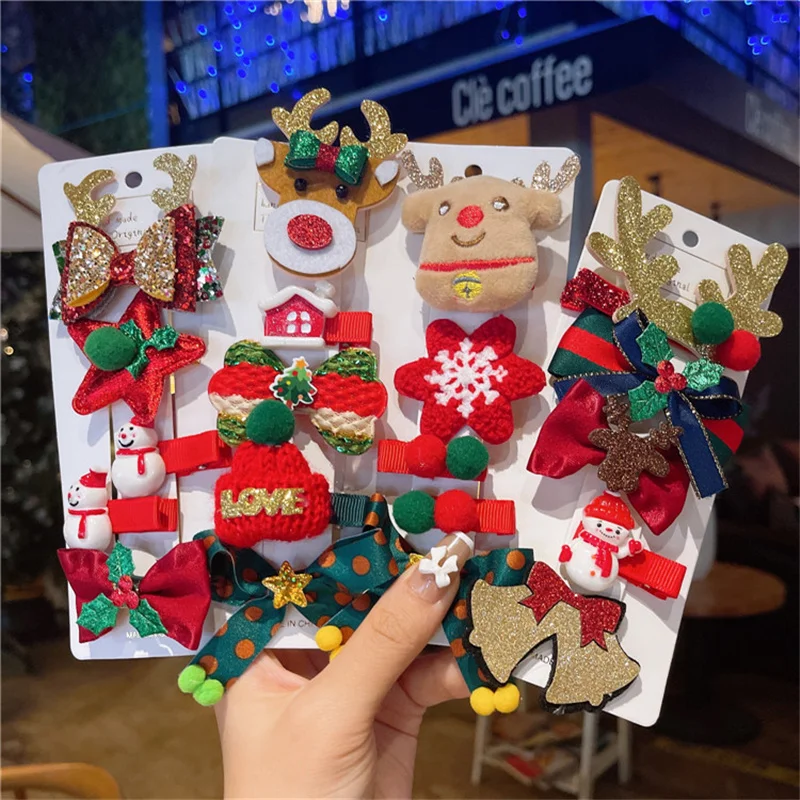 

Creative New Girls Christmas Bow Hairpin Simple Cute Flower Star Baby Headdress Hair Clip for Children Fashion Hair Accessories