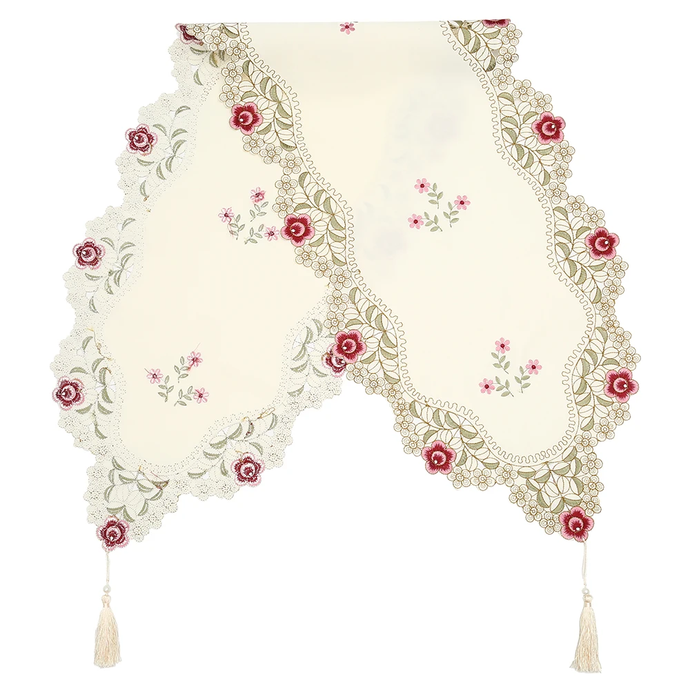 Пасторальный стол с вышитыми цветочными листьями полый полиэстер покрытие для