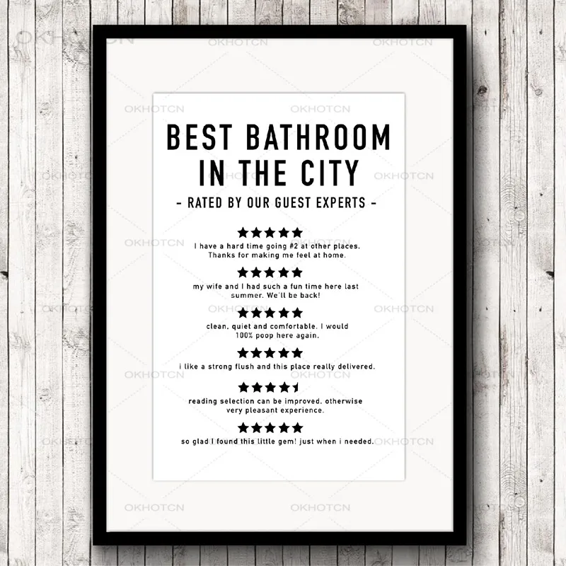 Забавные отзывы о ванной, холст с рисунком, черно-белая фотография, постер, абстрактный минималистичный Настенный декор, картины