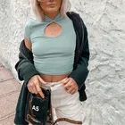 Женский этнический топ-Ципао, с вырезами и воротником, лето 2020, шикарные простые белые и зеленые футболки с коротким рукавом