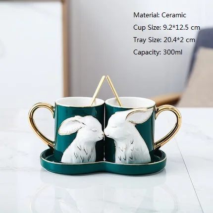 2Pcs-B(Tray spoon OUSSIRRO 2 шт./компл. Творческий Керамика пара чашка кружка Love с ложкой лоток крышкой ко Дню Святого Валентина свадьбы подарки на день рождения с подарочной коробкой - Цвет: 2Pcs-B(Tray spoon