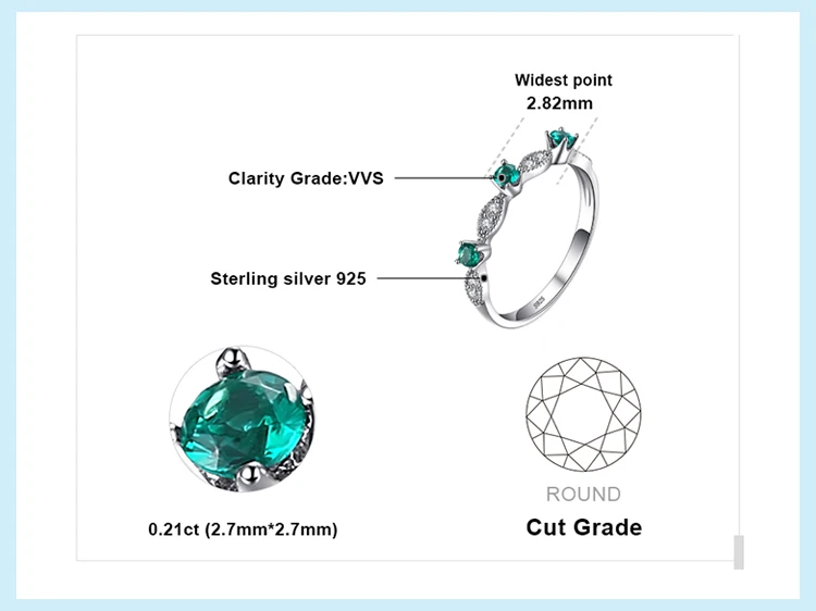 Jewelrypalace 3 Камни КРУГЛЫЙ создания Изумрудный Обручение Свадебные Кольца для Для женщин из натуральной 925 стерлингового серебра Красивые ювелирные изделия