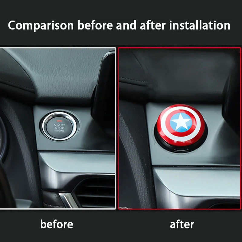 

Aluminum alloy Captain America-logo one-click start decoration and car engine beautification modeling