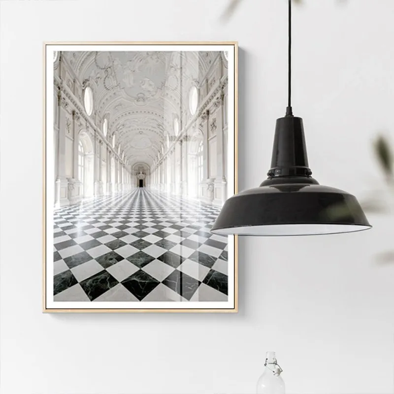 

Modular Picture European Palace Corridor View Home Decor Wall Art Modern Prints Fashion Canvas Painting Living Room Decor Poster