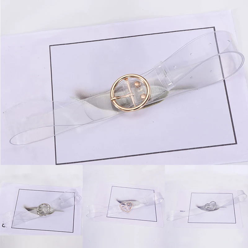 New Strap Pin Buckle Ladies Round PVC Clear Belt Heart Belts For Women Resin Cute Transparent Jeans Dress Waist | Аксессуары для
