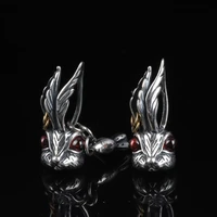 asymmetry rabbit stud earrings fashion silver color cute red crystal eye rabbit drop earrings for womens and mens punk jewelry