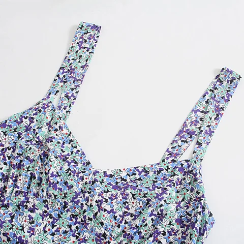 Женское платье на бретельках, с цветочным принтом, без рукавов, с разрезом, вечерние открытой спиной, летнее