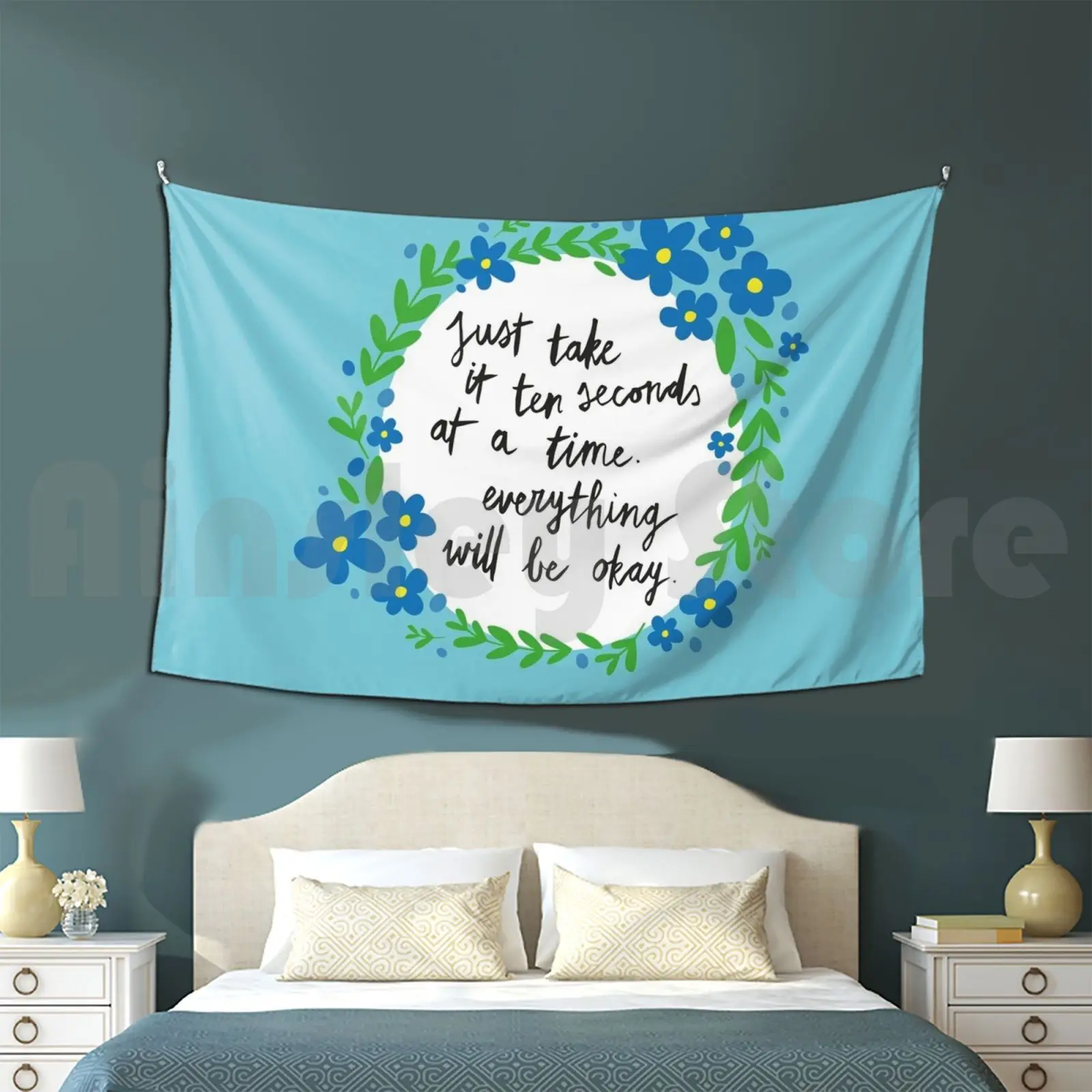 Тень секунд | Синий Гобелен для гостиной спальни Небьющийся Кимми Шмидт десять 10