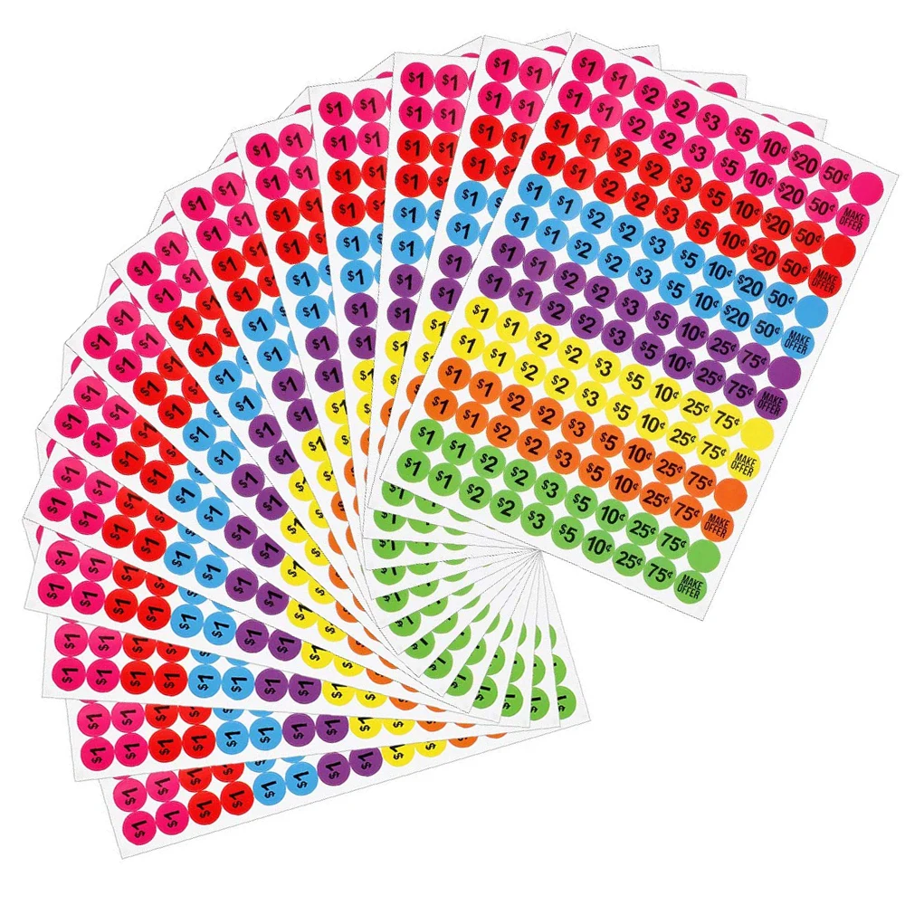 Colorful Price Label Paper Tag Self-Adhesive Design Retail Tags Round Spot Circels Sealing Sticky Decor | Дом и сад