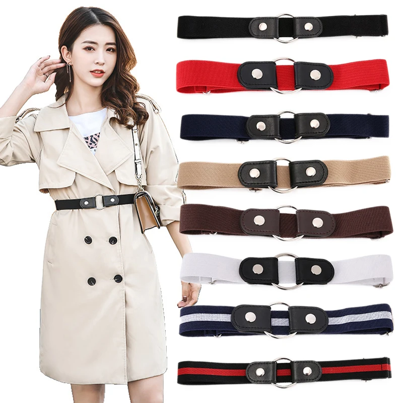 

1PCS fashion solid color lazy belt invisible seamless all-match elastic belt ladies free perforated belt jeans pants belt S78