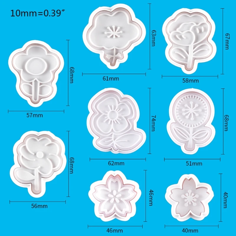 8 шт. 3D цветочный шаблон Пластиковая форма для выпечки Кухонные печенья резак