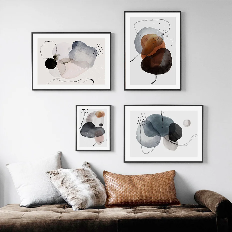

Colorful Abstract Watercolor Circles Wall Art Canvas Painting Poster and Print Pictures for Living Room Home Interior Decoration