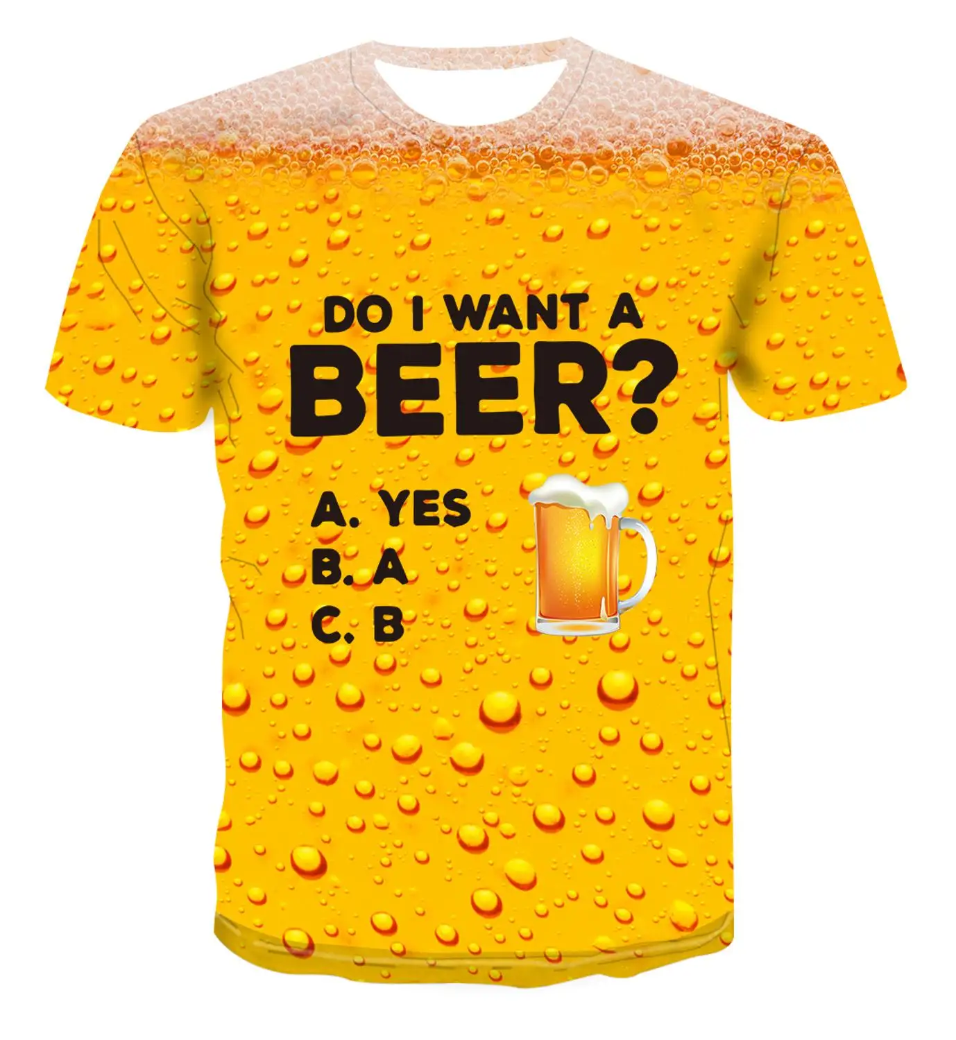 Мужская футболка с принтом пивной пены свободная и Удобная 3D коротким рукавом